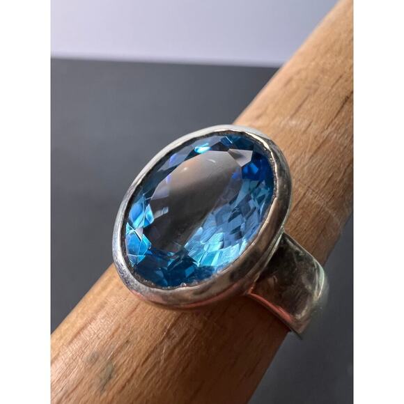 NEW Swiss blue topaz sterling silver ring size 8.5 / 6.64 grams - Picture 6 of 11
